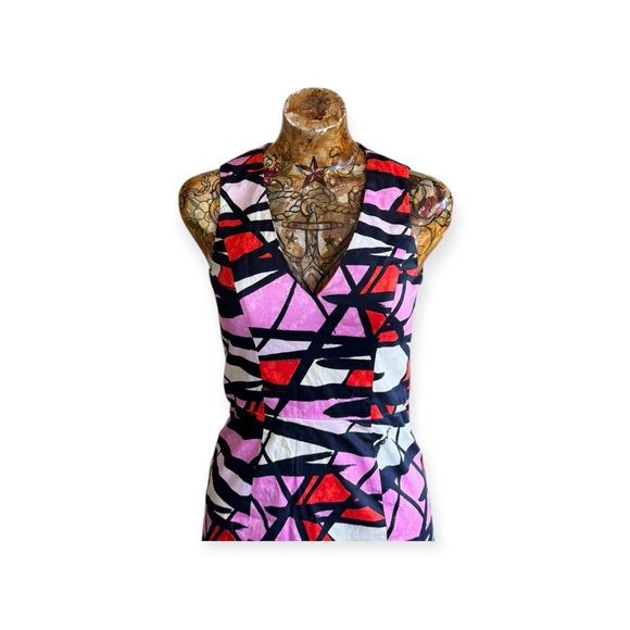 French Connection bodycon pink orange black Size 4 small sleeveless fitted - Picture 2 of 11